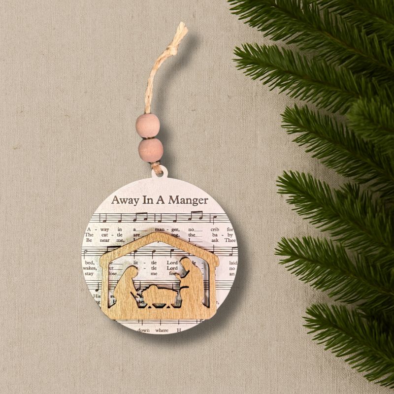 Away In A Manger Christmas Sheet Music Ornament - Nativity Collection by That's Sew Southard