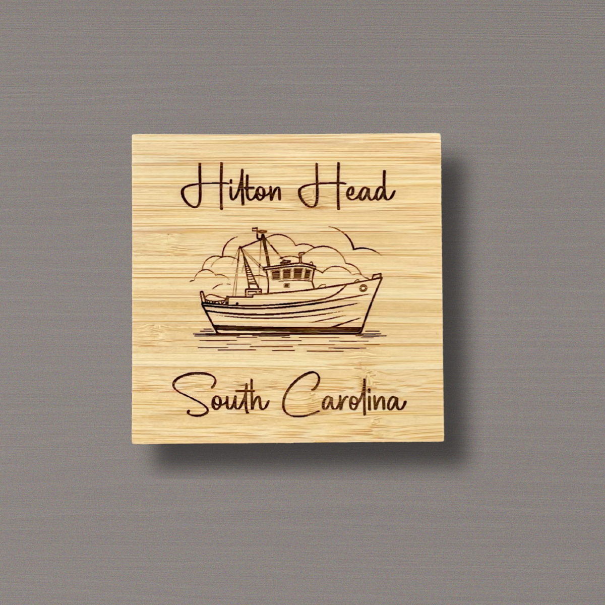 Hilton Head SC Shrimp Boat Square Coaster Set from That's Sew Southard