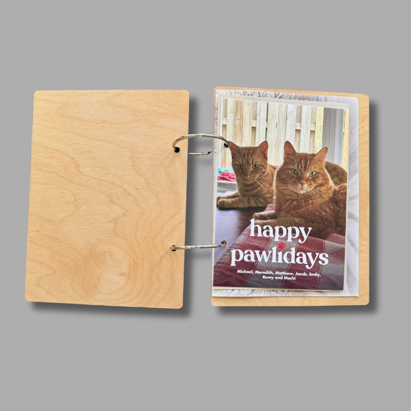 Inside of Christmas Card Holder – Laser Engraved Birch “Merry Mail” Binder by That's Sew Southard