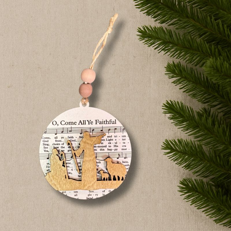 O Come All Ye Faithful Christmas Sheet Music Ornament - Nativity Collection by That's Sew Southard