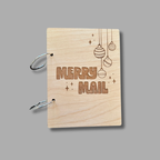 Ornaments Design Christmas Card Holder – Laser Engraved Birch “Merry Mail” Binder by That's Sew Southard